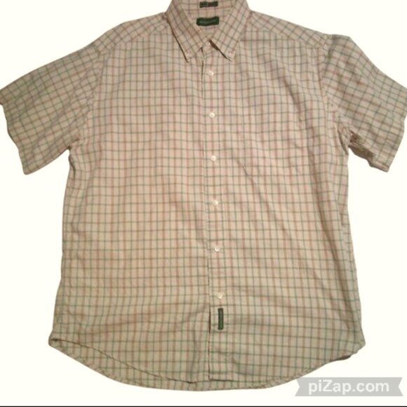 Dockers Mens Camp Shirt, Plaid Short sleeve shirt, Size Large - Picture 2 of 4